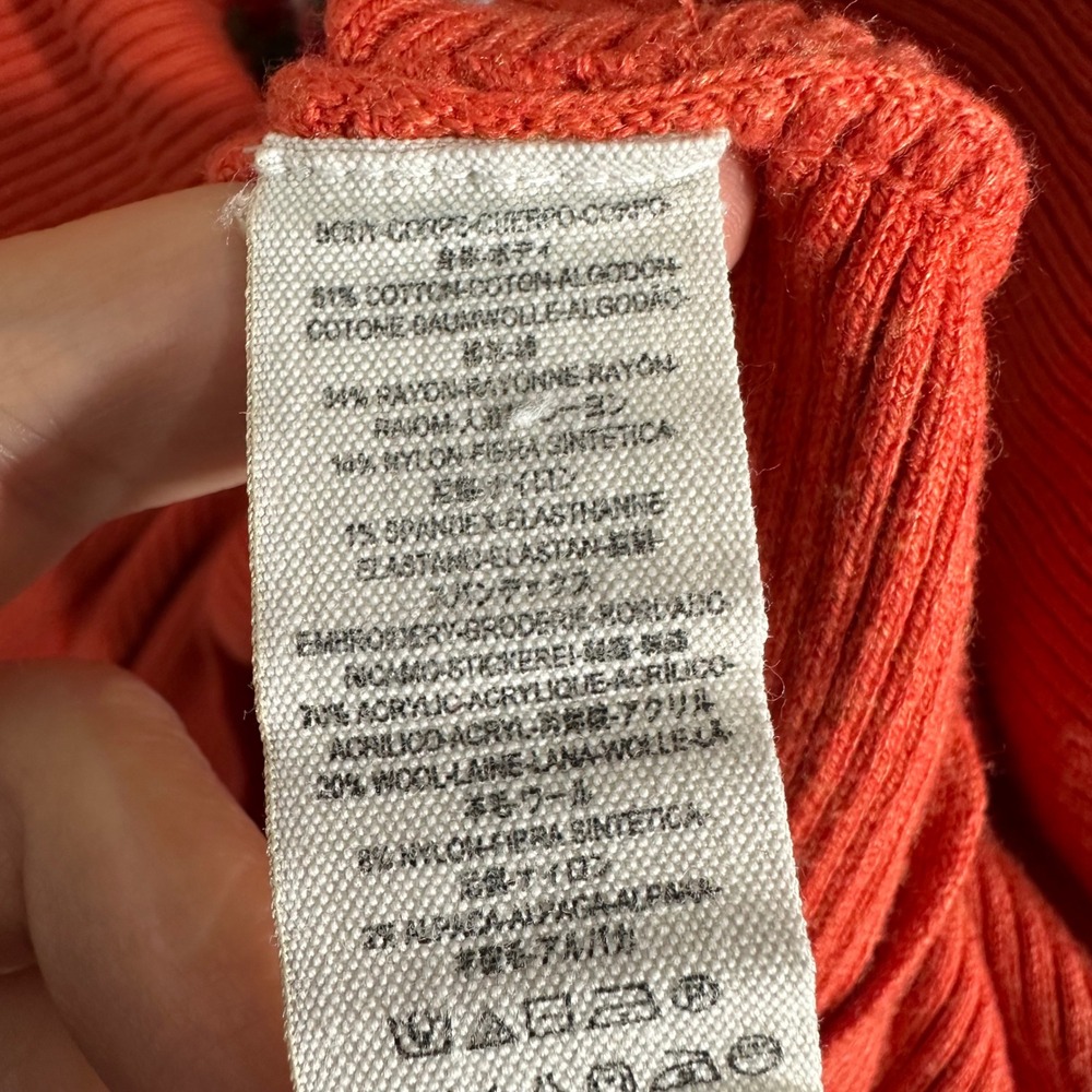 Free People Floral Bouquet Embroidered Dolman Sweater Top Orange Medium‎ Bobo - Picture 4 of 6
